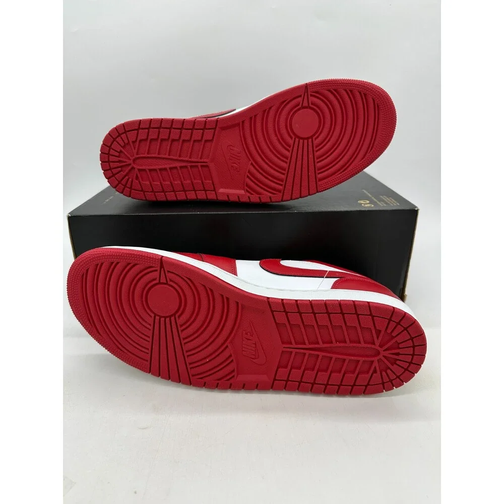 Air Jordan 1 Low Men's Size 11 Red White Leather Athletic Shoes 553558 166